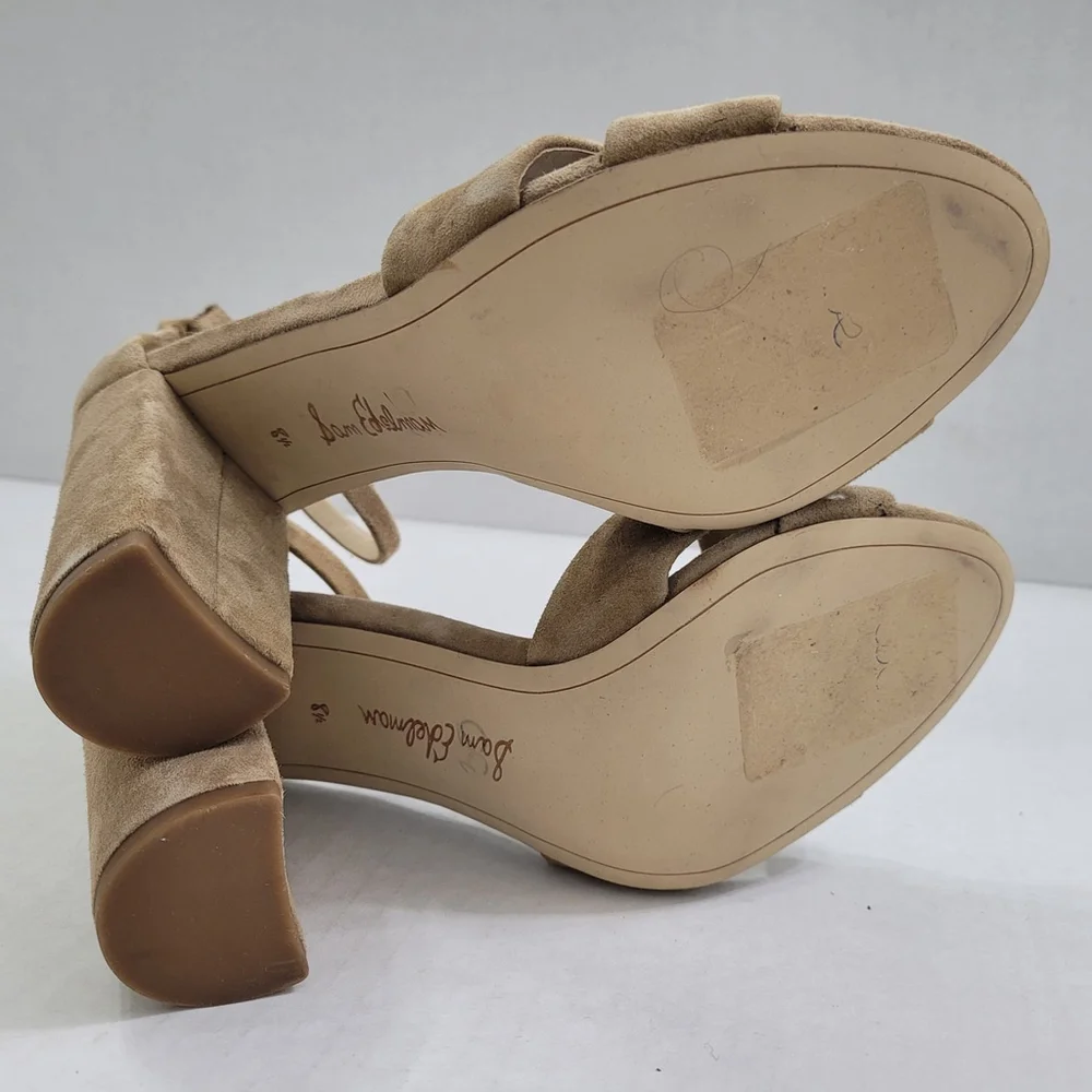 Sam Edelman Yancy Block Heel Ankle Strap Suede Sandals in Oatmeal Size 8.5 NWOT